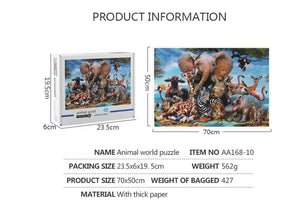1000Pcs Thick Papers Jigsaw Puzzles Fun Game Challenge Gift For Adults Teens Kids (Animals World) - Go2buy Australia