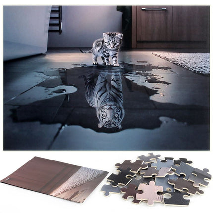1000Pcs Thick Papers Jigsaw Puzzles Fun Game Challenge Gift For Adults Teens Kids (Cat and Tiger) - Go2buy Australia