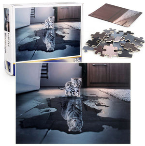 1000Pcs Thick Papers Jigsaw Puzzles Fun Game Challenge Gift For Adults Teens Kids (Cat and Tiger) - Go2buy Australia