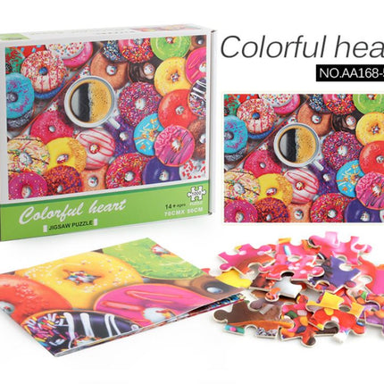 1000Pcs Thick Papers Jigsaw Puzzles Fun Game Challenge Gift For Adults Teens Kids (Colorful Donut) - Go2buy Australia