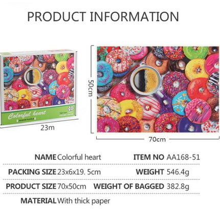 1000Pcs Thick Papers Jigsaw Puzzles Fun Game Challenge Gift For Adults Teens Kids (Colorful Donut) - Go2buy Australia