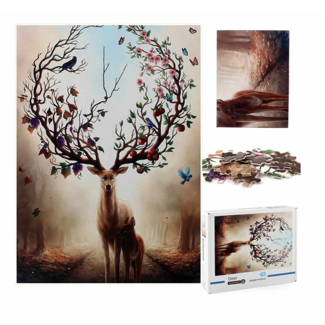 1000Pcs Thick Papers Jigsaw Puzzles Fun Game Challenge Gift For Adults Teens Kids (Deer) - Go2buy Australia