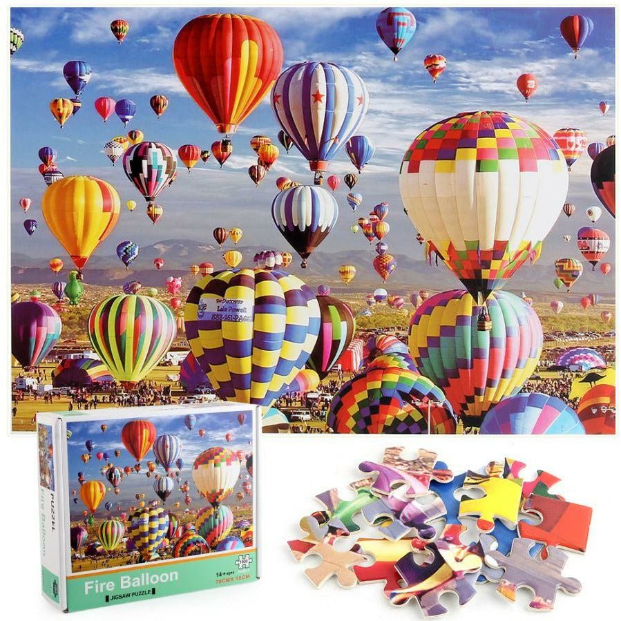 1000Pcs Thick Papers Jigsaw Puzzles Fun Game Challenge Gift For Adults Teens Kids (Hot Air Balloon - A) - Go2buy Australia
