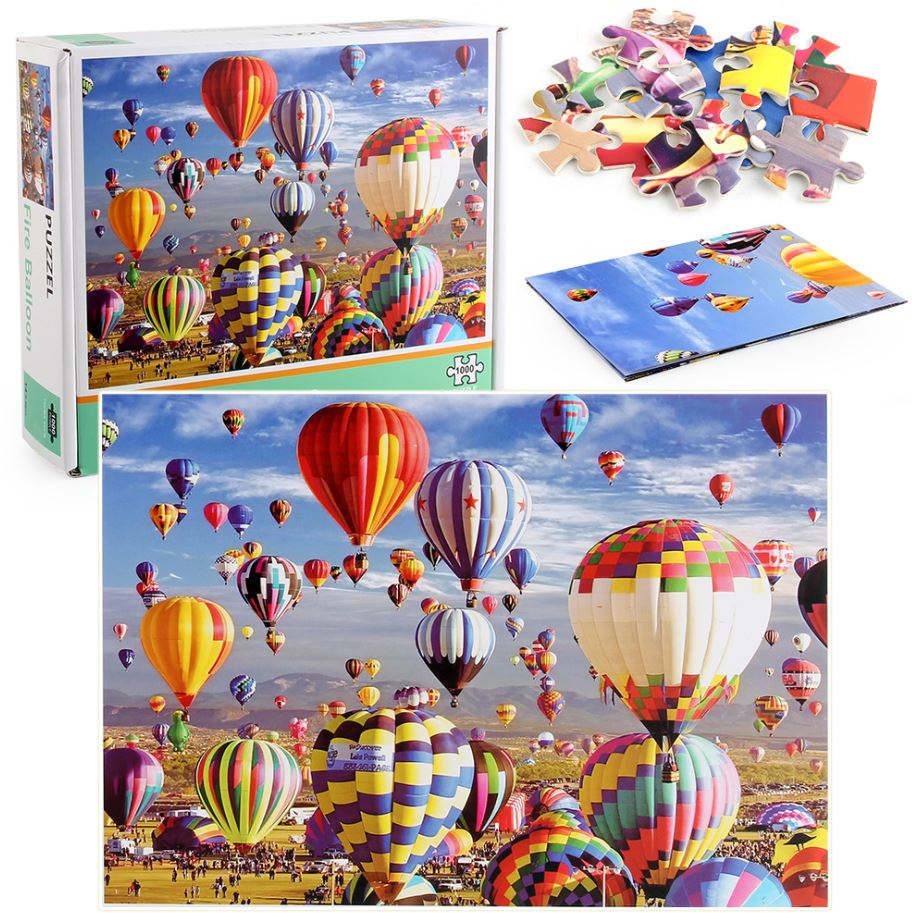 1000Pcs Thick Papers Jigsaw Puzzles Fun Game Challenge Gift For Adults Teens Kids (Hot Air Balloon - A) - Go2buy Australia