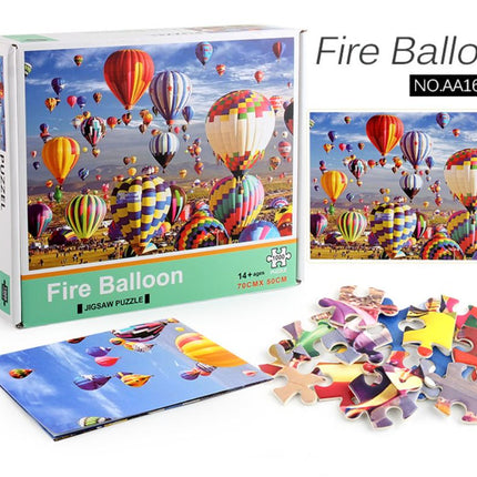 1000Pcs Thick Papers Jigsaw Puzzles Fun Game Challenge Gift For Adults Teens Kids (Hot Air Balloon - A) - Go2buy Australia