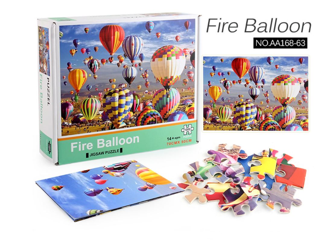 1000Pcs Thick Papers Jigsaw Puzzles Fun Game Challenge Gift For Adults Teens Kids (Hot Air Balloon - A) - Go2buy Australia
