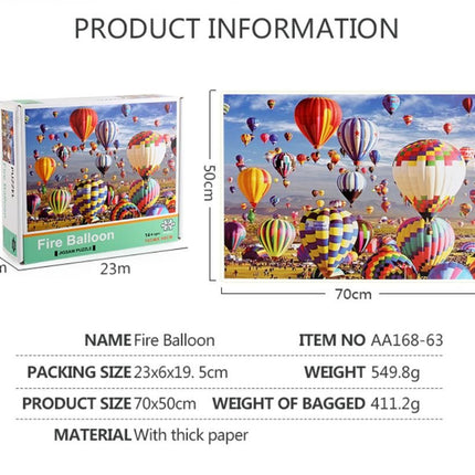 1000Pcs Thick Papers Jigsaw Puzzles Fun Game Challenge Gift For Adults Teens Kids (Hot Air Balloon - A) - Go2buy Australia