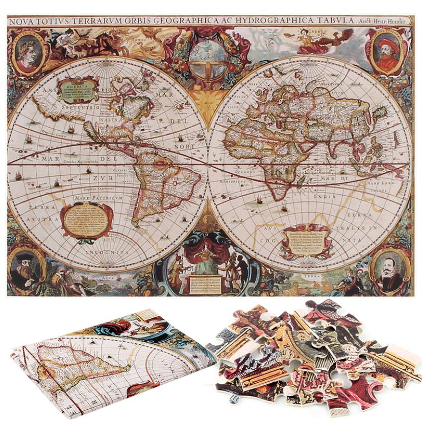 1000Pcs Thick Papers Jigsaw Puzzles Fun Game Challenge Gift For Adults Teens Kids (Old World Map) - Go2buy Australia