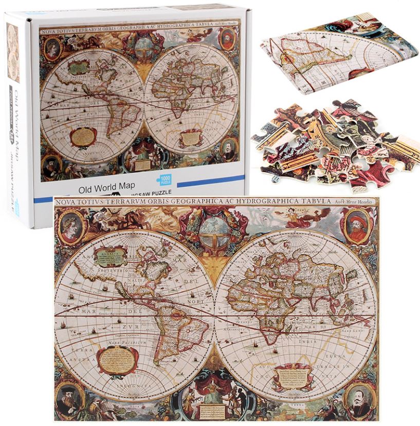 1000Pcs Thick Papers Jigsaw Puzzles Fun Game Challenge Gift For Adults Teens Kids (Old World Map) - Go2buy Australia