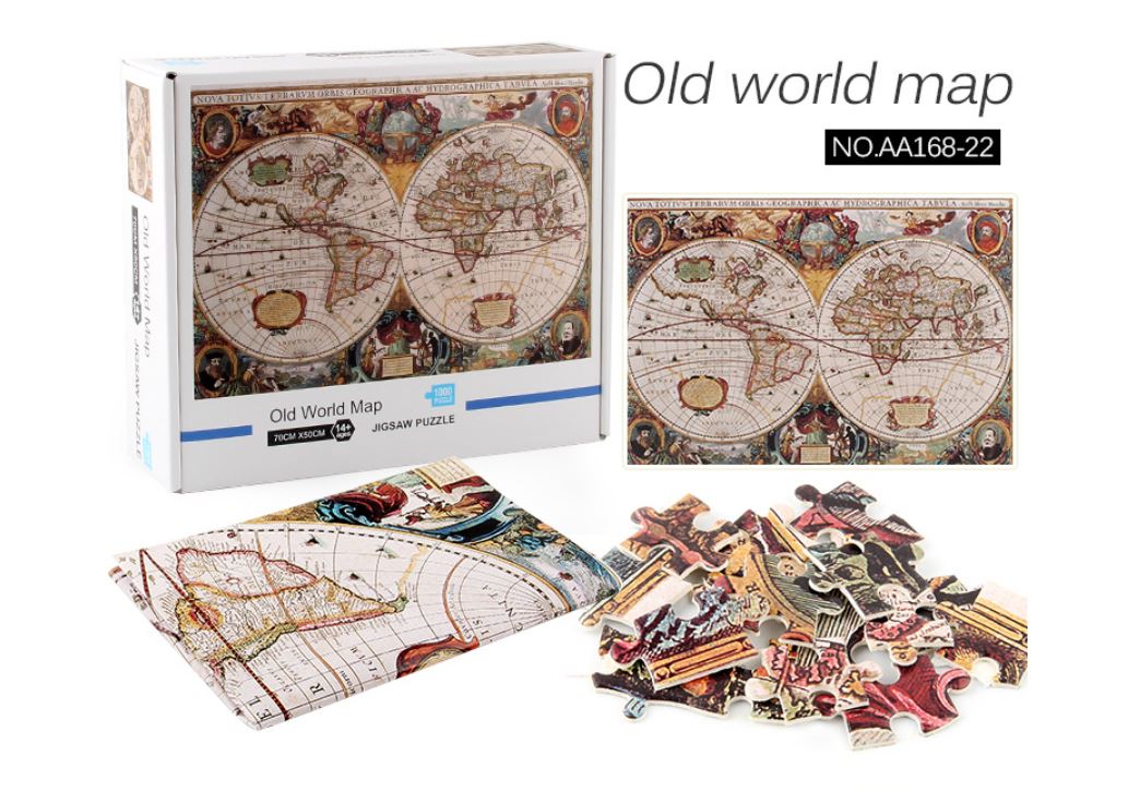1000Pcs Thick Papers Jigsaw Puzzles Fun Game Challenge Gift For Adults Teens Kids (Old World Map) - Go2buy Australia