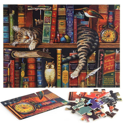 1000Pcs Thick Papers Jigsaw Puzzles Fun Game Challenge Gift For Adults Teens Kids (Tally Cat) - Go2buy Australia