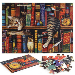 1000Pcs Thick Papers Jigsaw Puzzles Fun Game Challenge Gift For Adults Teens Kids (Tally Cat) - Go2buy Australia