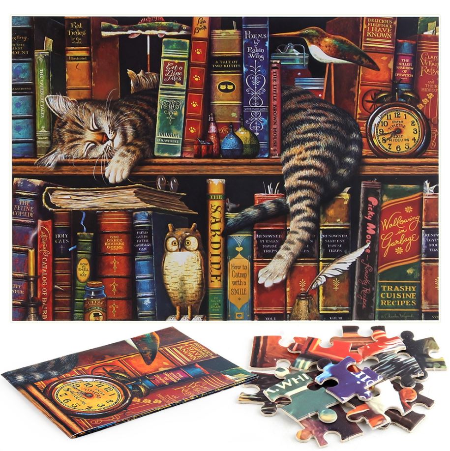 1000Pcs Thick Papers Jigsaw Puzzles Fun Game Challenge Gift For Adults Teens Kids (Tally Cat) - Go2buy Australia