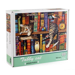 1000Pcs Thick Papers Jigsaw Puzzles Fun Game Challenge Gift For Adults Teens Kids (Tally Cat) - Go2buy Australia