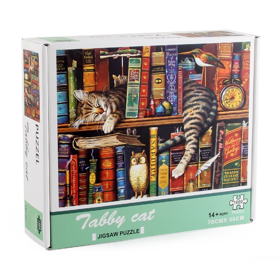 1000Pcs Thick Papers Jigsaw Puzzles Fun Game Challenge Gift For Adults Teens Kids (Tally Cat) - Go2buy Australia