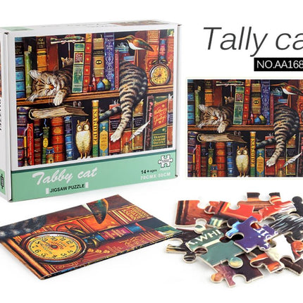 1000Pcs Thick Papers Jigsaw Puzzles Fun Game Challenge Gift For Adults Teens Kids (Tally Cat) - Go2buy Australia