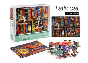 1000Pcs Thick Papers Jigsaw Puzzles Fun Game Challenge Gift For Adults Teens Kids (Tally Cat) - Go2buy Australia
