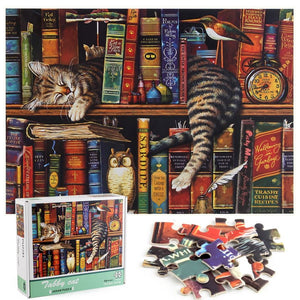 1000Pcs Thick Papers Jigsaw Puzzles Fun Game Challenge Gift For Adults Teens Kids (Tally Cat) - Go2buy Australia
