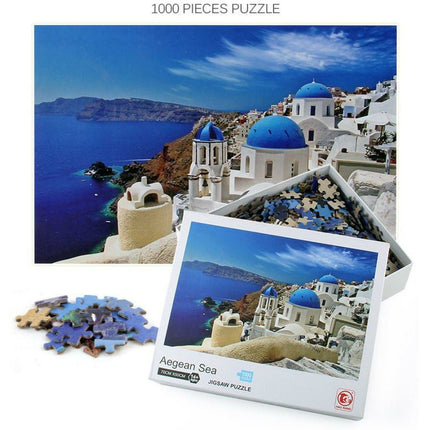 1000Pcs Thick Papers Jigsaw Puzzles Fun Game Challenge Gift For Teens Kids (Aegean Sea - A) - Go2buy Australia