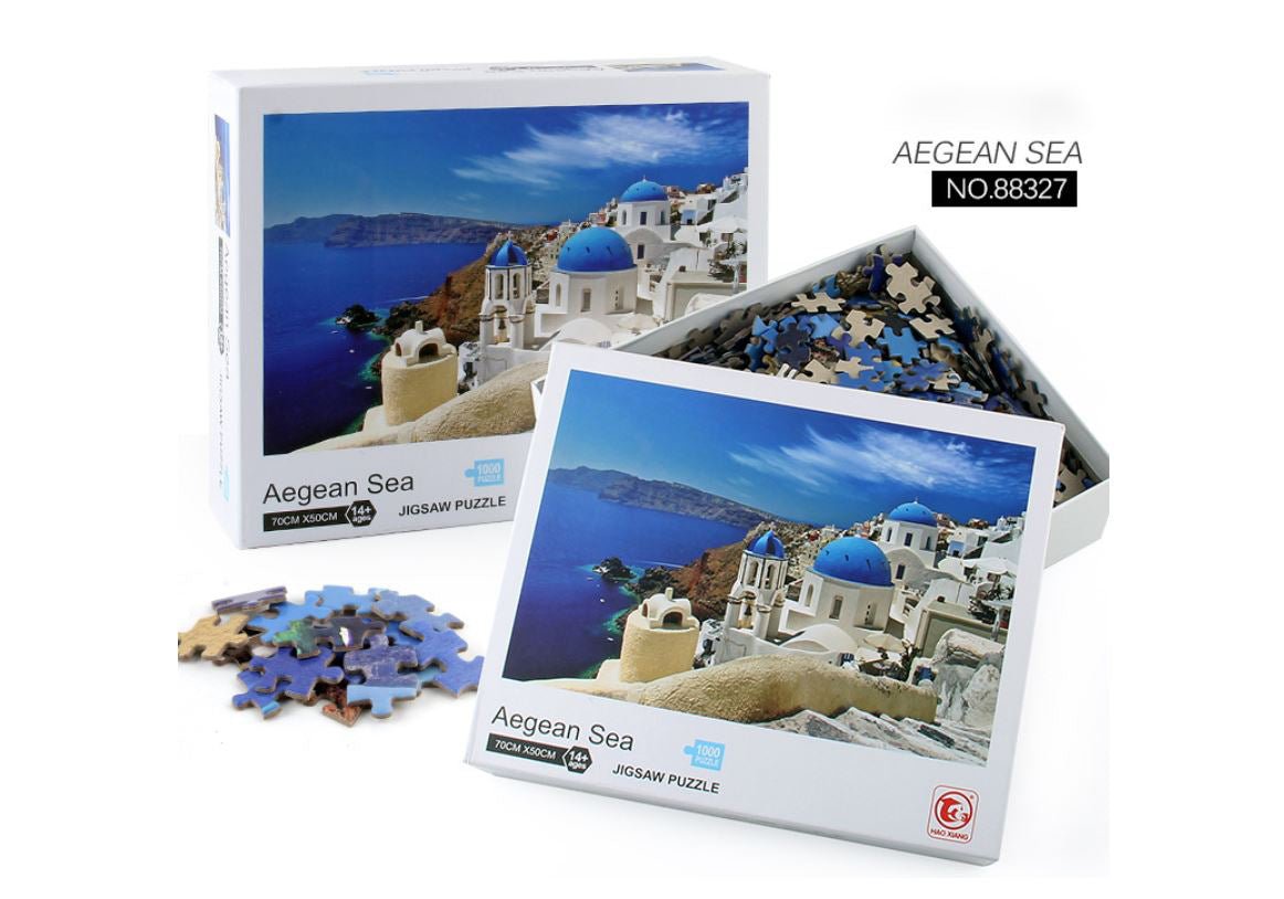 1000Pcs Thick Papers Jigsaw Puzzles Fun Game Challenge Gift For Teens Kids (Aegean Sea - A) - Go2buy Australia
