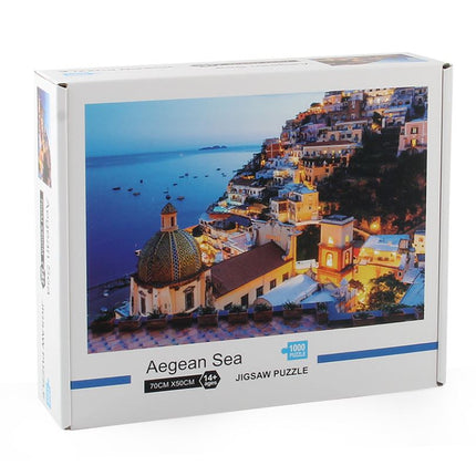 1000Pcs Thick Papers Jigsaw Puzzles Fun Game Challenge Gift For Teens Kids (Aegean Sea - B) - Go2buy Australia
