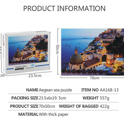 1000Pcs Thick Papers Jigsaw Puzzles Fun Game Challenge Gift For Teens Kids (Aegean Sea - B) - Go2buy Australia