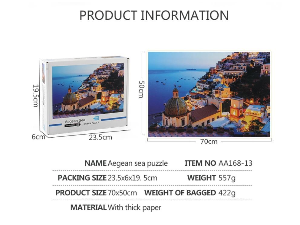 1000Pcs Thick Papers Jigsaw Puzzles Fun Game Challenge Gift For Teens Kids (Aegean Sea - B) - Go2buy Australia
