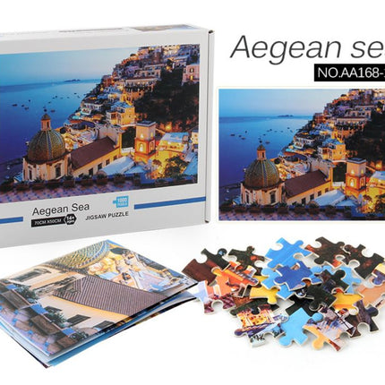 1000Pcs Thick Papers Jigsaw Puzzles Fun Game Challenge Gift For Teens Kids (Aegean Sea - B) - Go2buy Australia