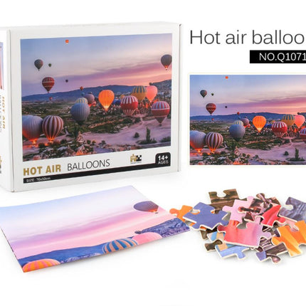 1000Pcs Thick Papers Jigsaw Puzzles Fun Game Challenge Gift For Teens Kids (Hot Air Balloon - B) - Go2buy Australia