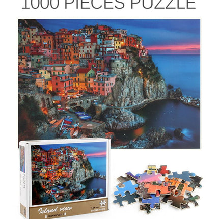 1000Pcs Thick Papers Jigsaw Puzzles Fun Game Challenge Gift For Teens Kids (Island View) - Go2buy Australia