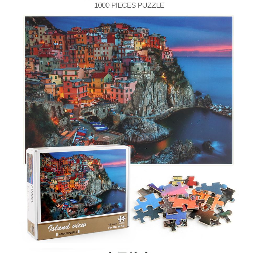 1000Pcs Thick Papers Jigsaw Puzzles Fun Game Challenge Gift For Teens Kids (Island View) - Go2buy Australia