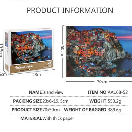 1000Pcs Thick Papers Jigsaw Puzzles Fun Game Challenge Gift For Teens Kids (Island View) - Go2buy Australia