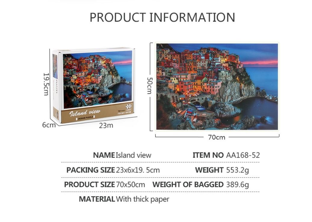1000Pcs Thick Papers Jigsaw Puzzles Fun Game Challenge Gift For Teens Kids (Island View) - Go2buy Australia