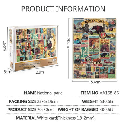 1000Pcs Thick Papers Jigsaw Puzzles Fun Game Challenge Gift For Teens Kids (National Park) - Go2buy Australia