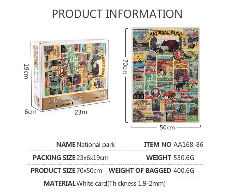1000Pcs Thick Papers Jigsaw Puzzles Fun Game Challenge Gift For Teens Kids (National Park) - Go2buy Australia