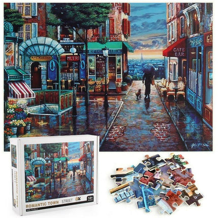1000Pcs Thick Papers Jigsaw Puzzles Fun Game Challenge Gift For Teens Kids (Town Street) - Go2buy Australia