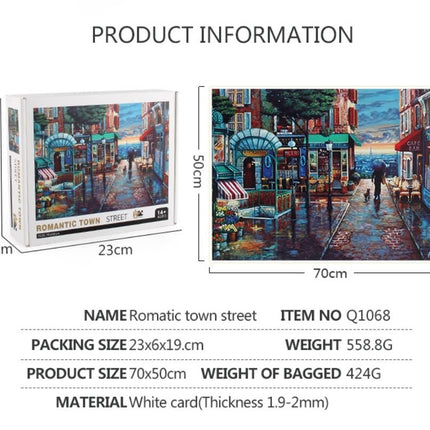 1000Pcs Thick Papers Jigsaw Puzzles Fun Game Challenge Gift For Teens Kids (Town Street) - Go2buy Australia