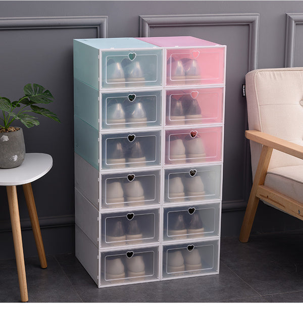 Foldable Plastic Stackable Shoe Storage Box Organizer Heart Drawer For Men