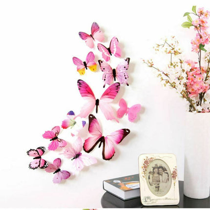 12PCS 3D Butterfly Wall Removable Sticker Decals Kids Art Nursery Decor Magnets - Go2buy Australia