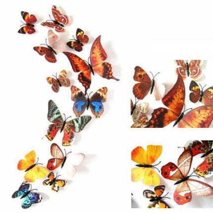 12PCS 3D Butterfly Wall Removable Sticker Decals Kids Art Nursery Decor Magnets - Go2buy Australia