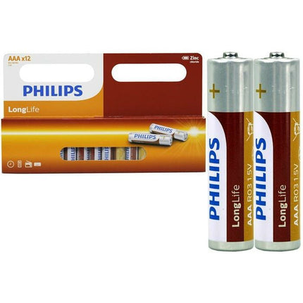 12PCS GENUINE Philips Long Life Zinc Carbon AAA Battery Factory Sealed - Go2buy Australia
