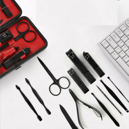 12Pcs Manicure Pedicure Stainless Nail Clippers Kit Set Cuticle Grooming Case - Go2buy Australia