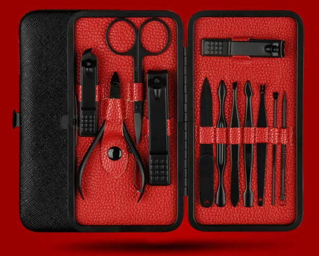 12Pcs Manicure Pedicure Stainless Nail Clippers Kit Set Cuticle Grooming Case - Go2buy Australia