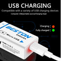 Beston Micro USB 9v Rechargeable Battery Li-ion Battery 9000mWh With cable 1500+ Recharge Cycles