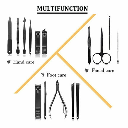 15Pcs Manicure Pedicure Stainless Nail Clippers Kit Set Cuticle Grooming Case - Go2buy Australia