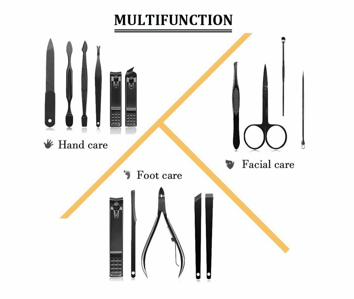 15Pcs Manicure Pedicure Stainless Nail Clippers Kit Set Cuticle Grooming Case - Go2buy Australia