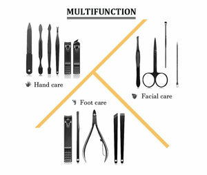 15Pcs Manicure Pedicure Stainless Nail Clippers Kit Set Cuticle Grooming Case - Go2buy Australia