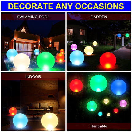 16 Colors Changing LED Floating Pool Lights Inflatable Waterproof Glow Globe with Remote Party Decor - Go2buy Australia