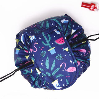 Buy navy-blue-flamingo Magic Lazy Drawstring Makeup Cosmetic Travel Organizer Bag (9 Colors Available)