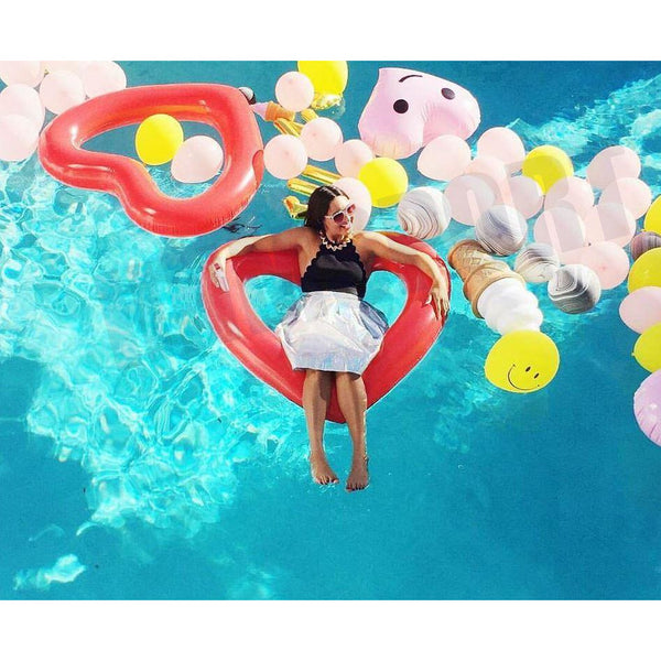 2 Sizes Inflatable Pool Float Swim Ring Heart Shape Red